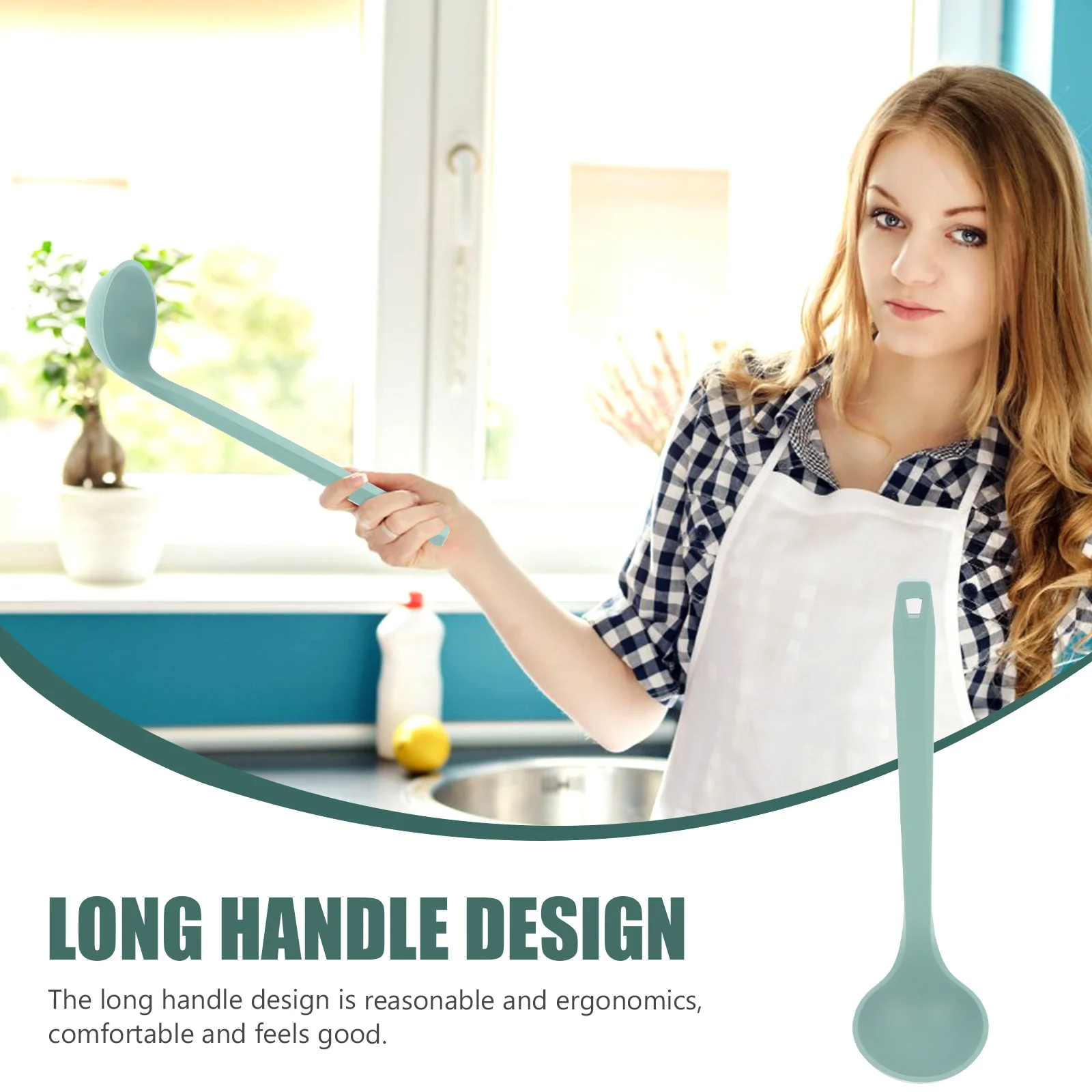 

Silicone Soup Spoon Long Handle Non-Stick Multi-Function Kitchen Ladle Comfortable Clean Cooking Spoon