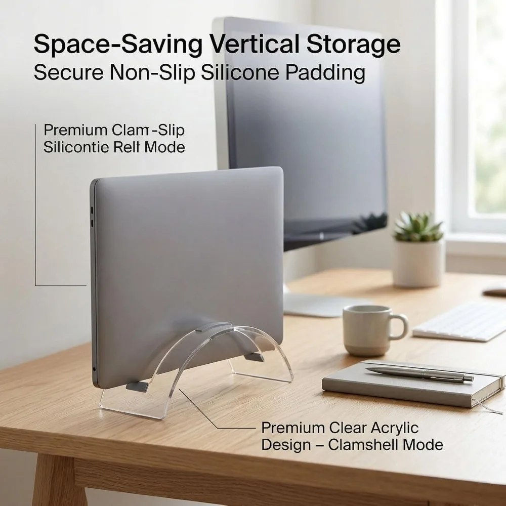 Invisible Minimalist Acrylic Laptop Stand Adjustable Transparent Vertical Laptop Stand Notebook Dock Travel