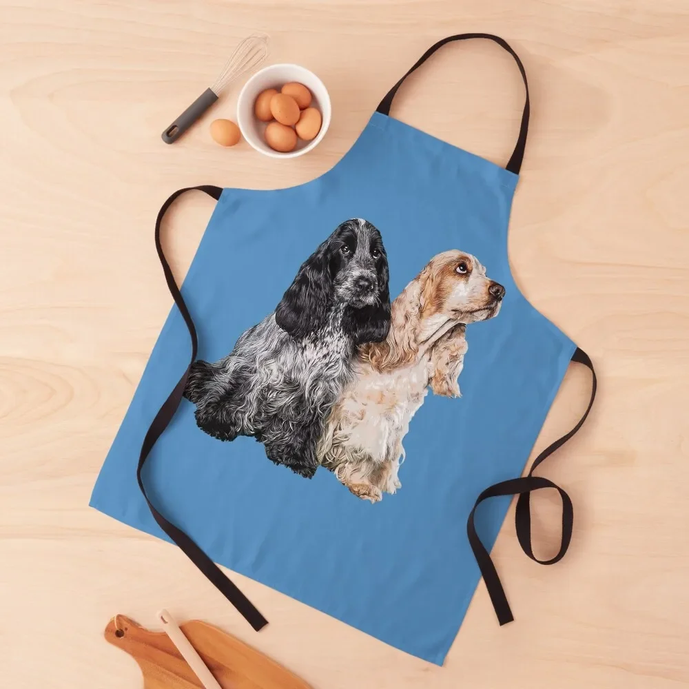 

Cocker Spaniel Blue Roan Orange Roan Cute Puppy Dogs Apron Chef Accessory women's kitchens Apron