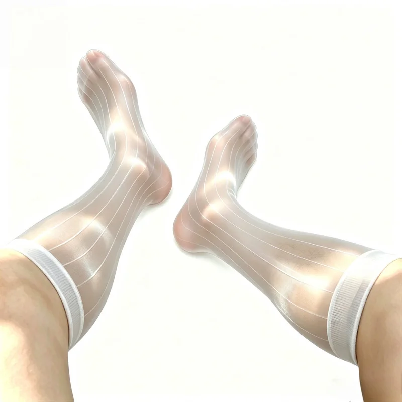 New Style Miosam 0D Man Aurora reflective ultra-thin Transparent Sexy Comfort Gentlemen Dress Socks Anti-Odor Business Socks