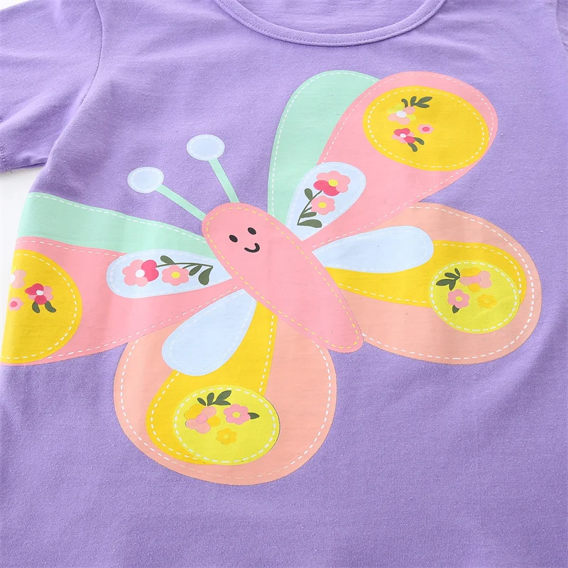 Jumping meters 2-7T Summer Clothes Baby Tees Tops Butterfly Print Shirts Hot Selling Kids T shirts Boys Girls Clothing