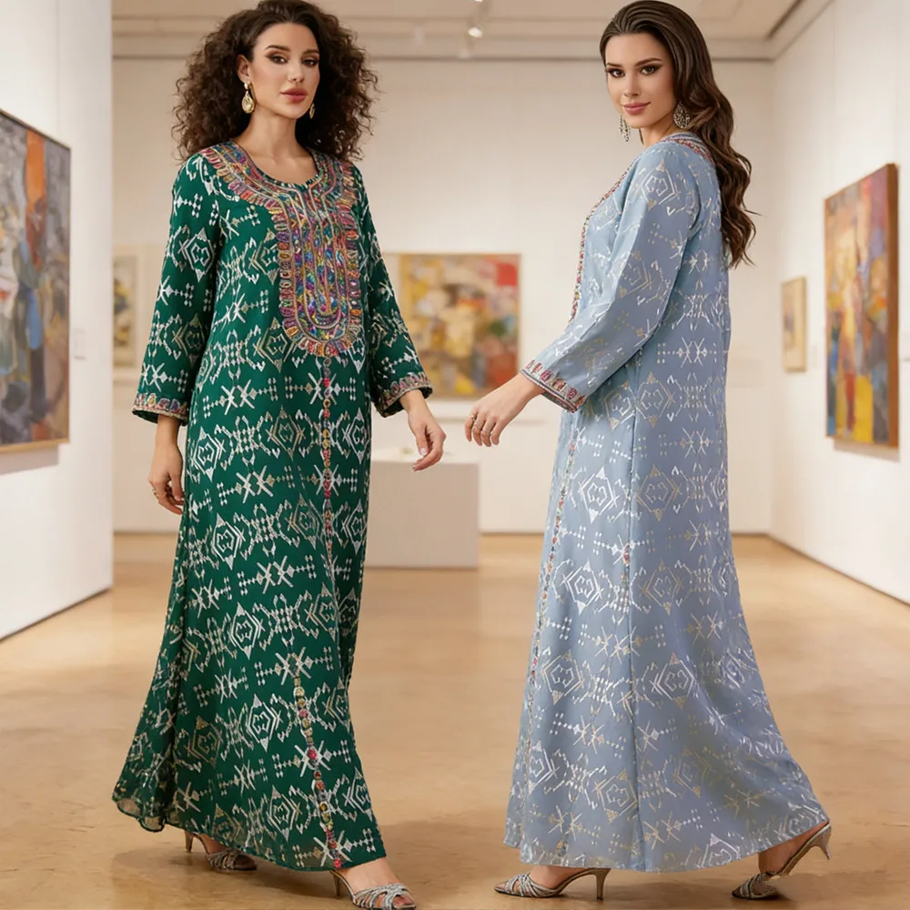 

Вышитые абайи для женщин, мусульманское платье, дубайский кафтан, турецкий халат, женская мусульманская одежда, джалабия, кебайя, исламская одежда, джеллаба, кафтан