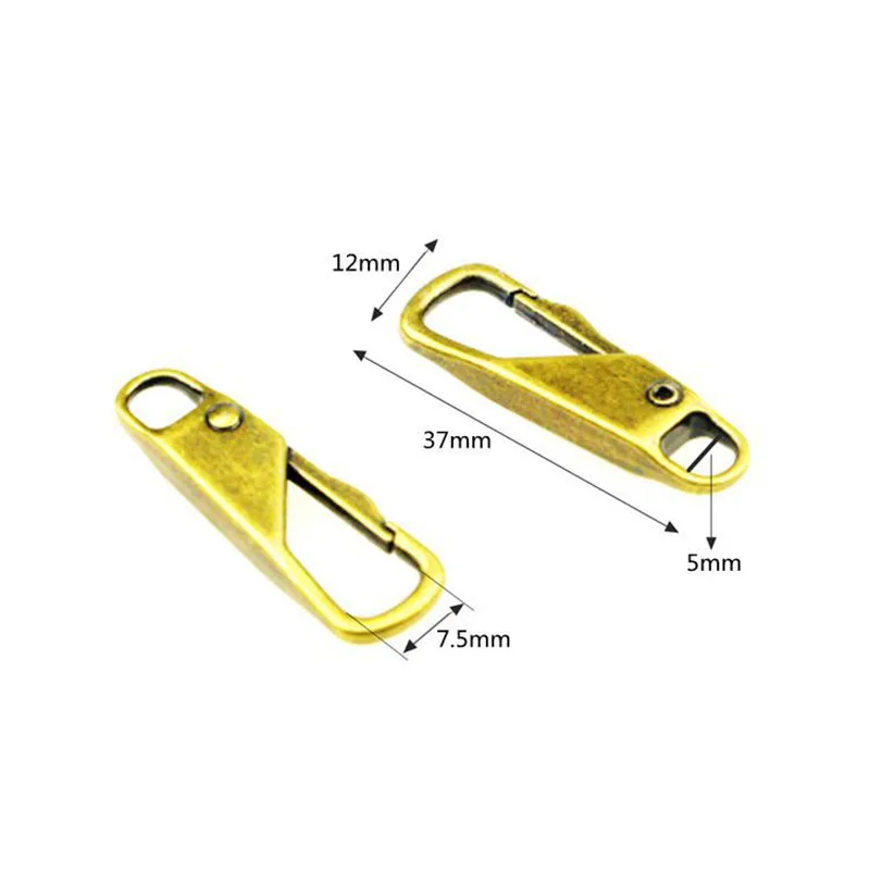 2pcs Metal Zipper Repair Kits Slider Puller Instant Zipper Replacement for Broken Buckle Bag Suitcase Garment Zipper Head