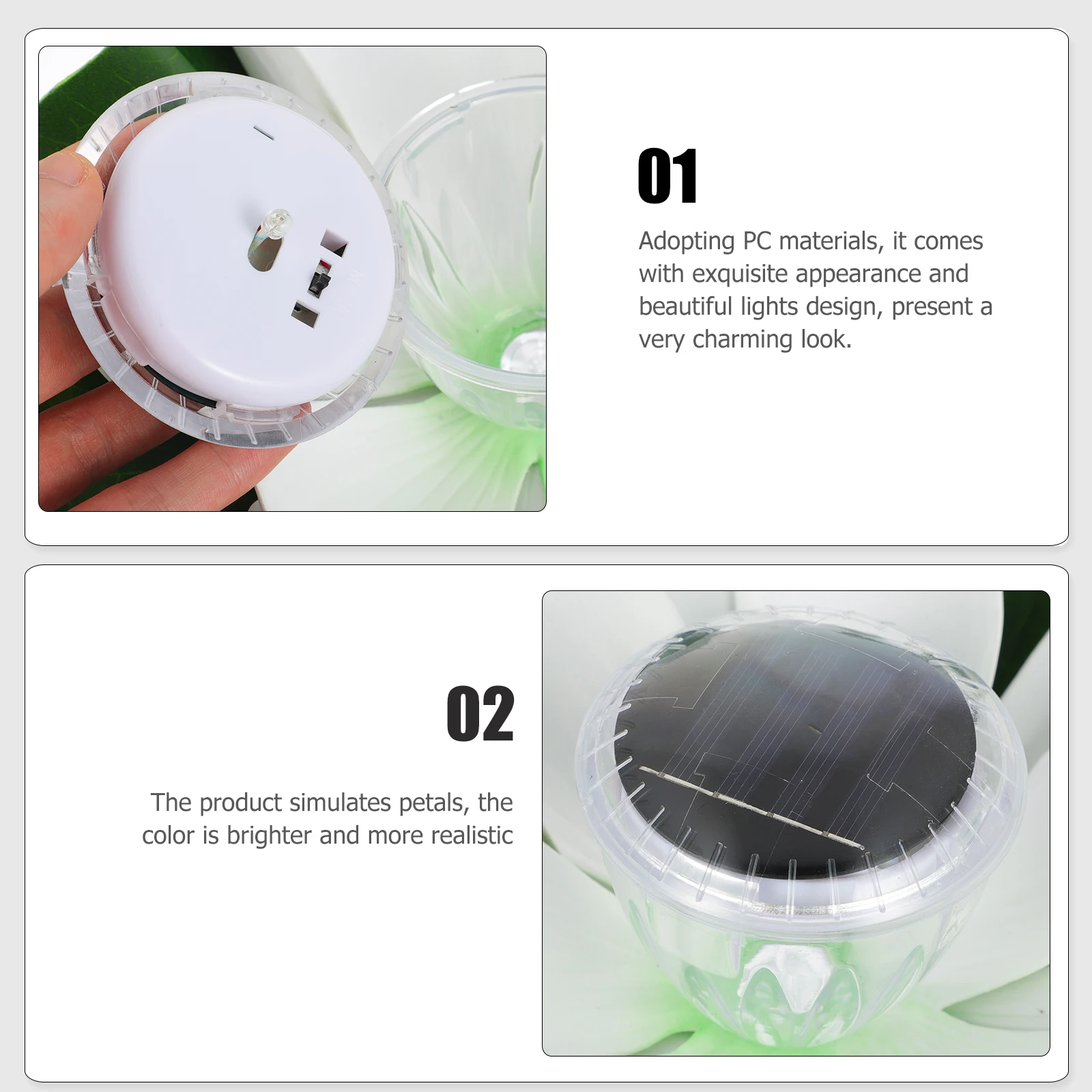 

Lotus Lamp Solar Lights White PC Material Lotus shape Pond C Outdoor Lighting L Flower Decor Small Night Light