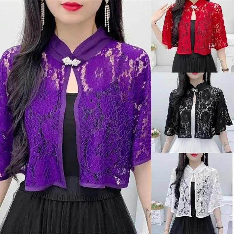 

39BC Button Down Trim Superimpose Garment Layering Part Shawls and Wrap Comfortable Cover Up For Various Epochs