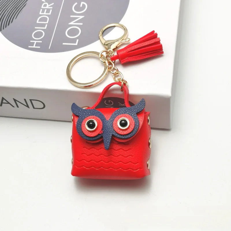 Cute Key Bag Owl Coin Purse Mini School Bag Car Key Chain Pendant Lady Wallet Leather Coin Purses Coin Purse Keychain Accessorie