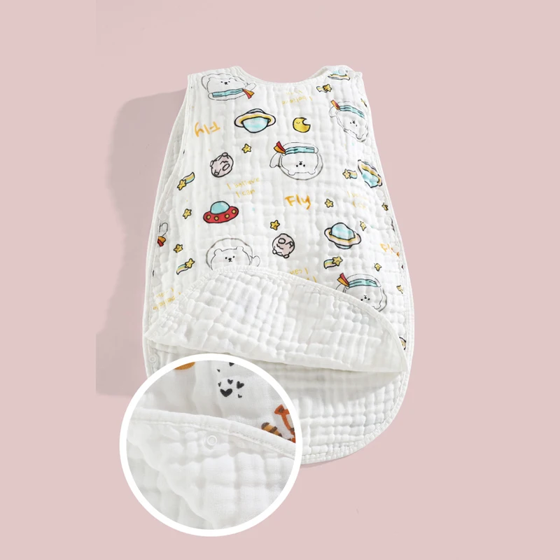 Baby Sleeping Bags Cotton gauze 6 layers Kids pajamas Summer light Soft Breathable Vest Sleepsack Sleeveless Soft Bamboo Cotton