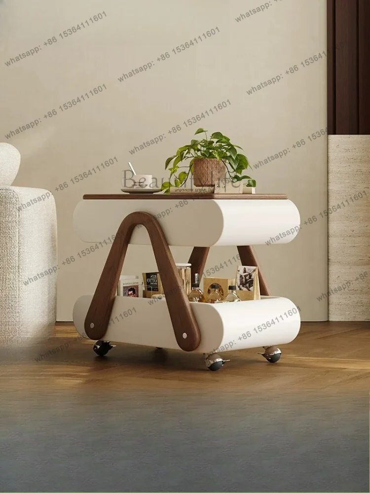 

Original Italian minimalist movable side table lift rotating coffee table trolley designer