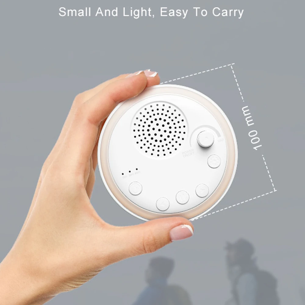 Desktop White Noise Machine USB Mini Baby Sleep Machine Built-in Night Light 16 Soothing Sounds 15/30/60min Timer with Lanyard