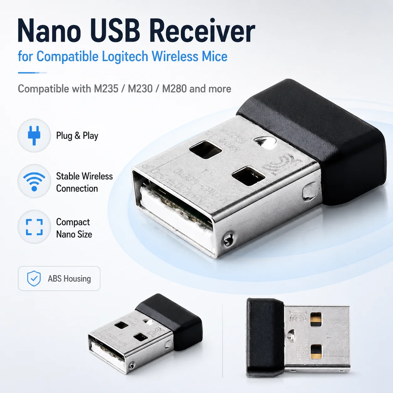 USB Wireless Mouse Receiver Replacement Nano Receiver for Logitech M235 M230 M280 Keyboard Mouse Accessories
