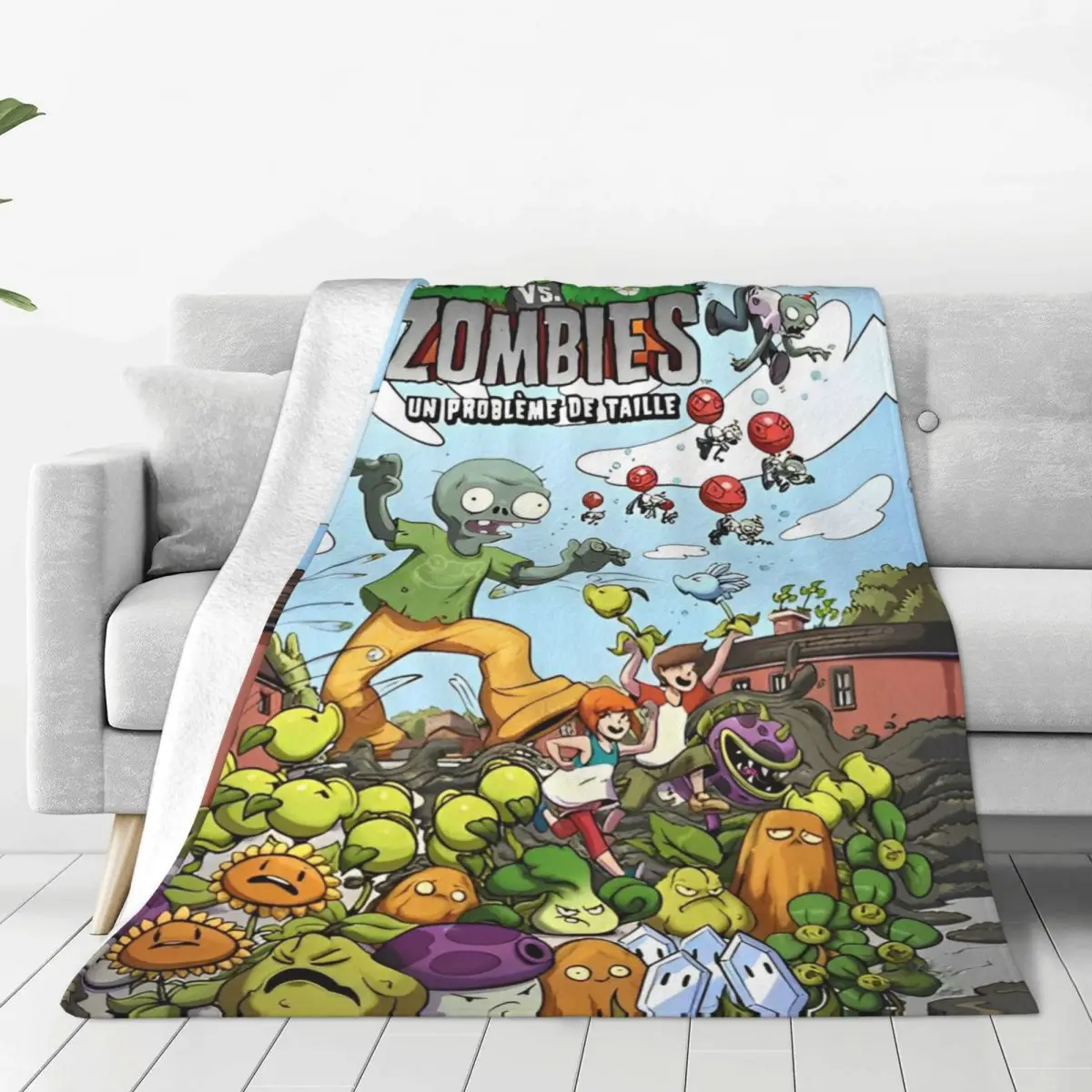 Plants Vs Zombies PVZ Cartoon Game Knitted Blankets Flannel Funny Poster Super Soft Throw Blanket for Bedding Couch Bed Rug