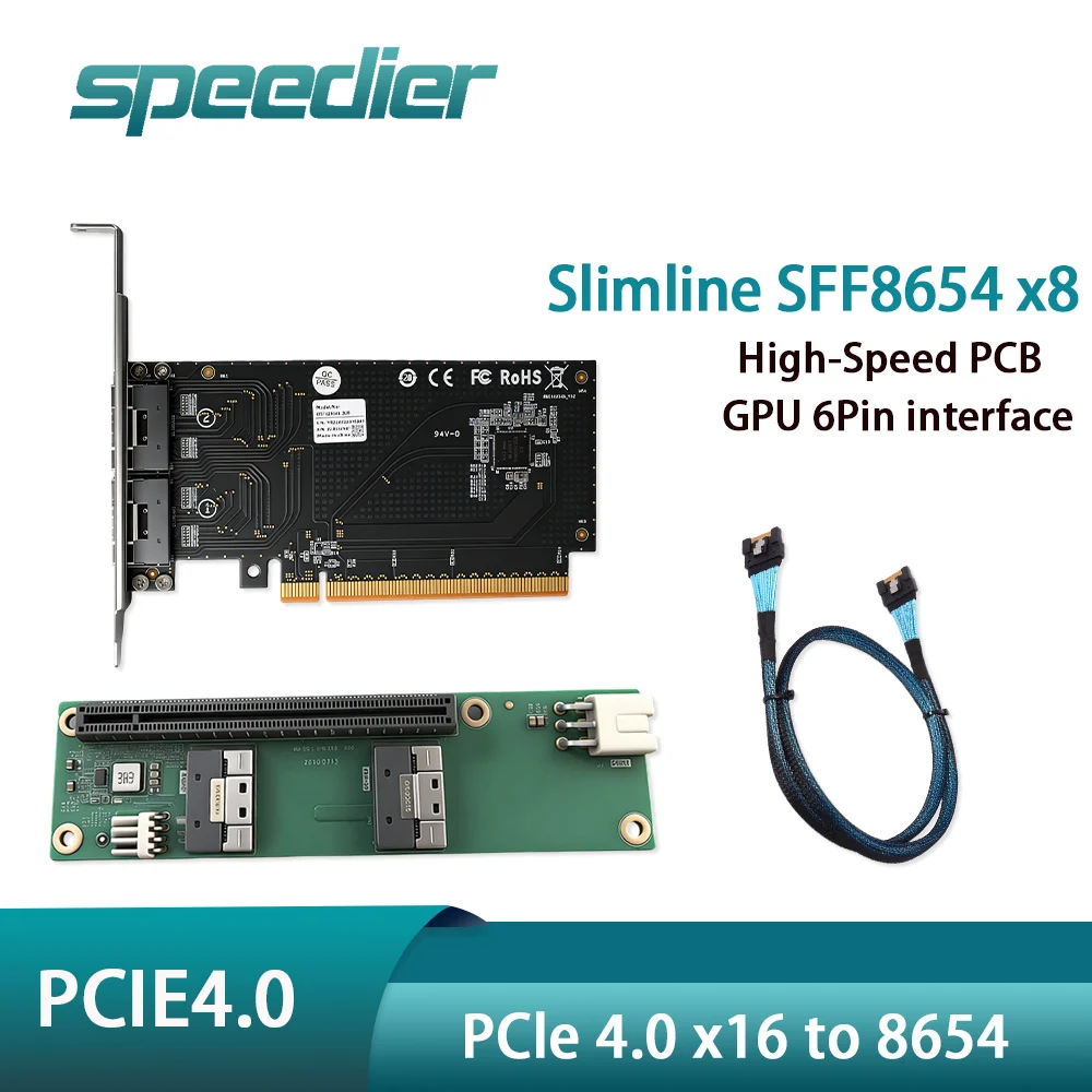 

PCIe 4.0 X16 To 8654 Adapter Card Backplane SFF-8654 Riser Cable Splitter for Independent Graphics External Expansion Extension