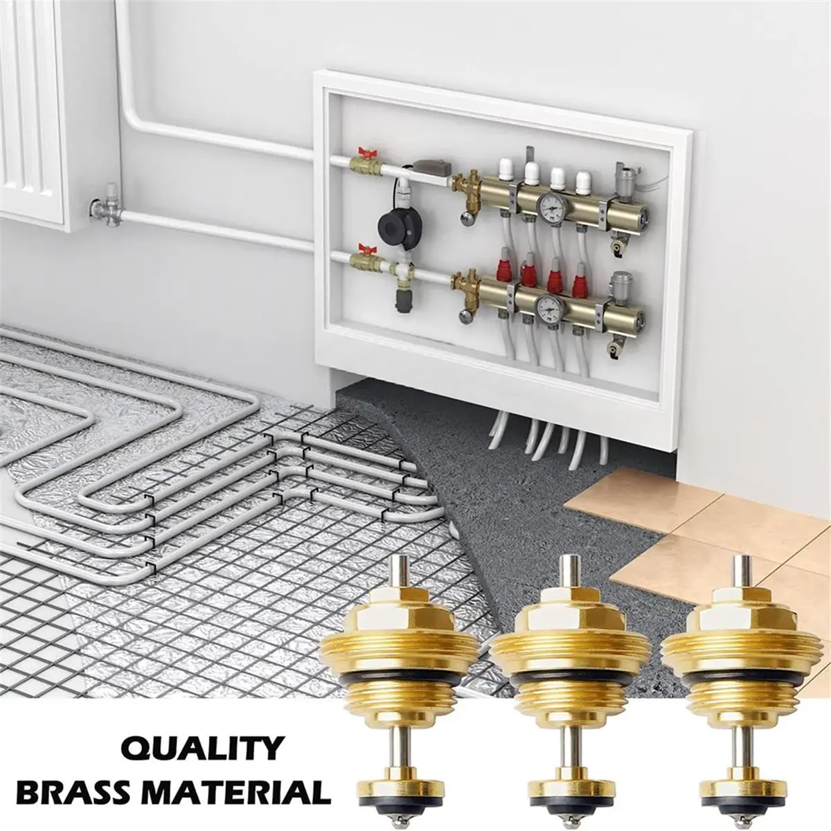 2026 New 4Pcs Underfloor Heating Manifolds M30 X 1.5 mm G1/2 Underfloor Heating Manifold Return Pin Valve Insert for Distributor