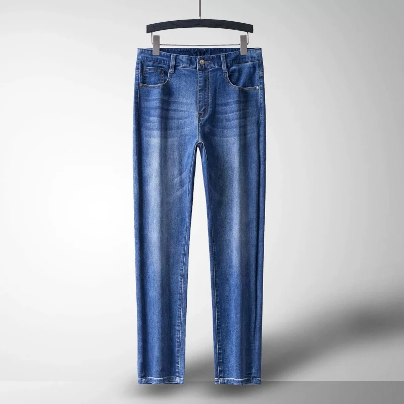 

2026 Summer 73% Cotton Jeans mens Straight Fit Little Stretch Casual Denim Jeans for Man Pants Classic Trousers