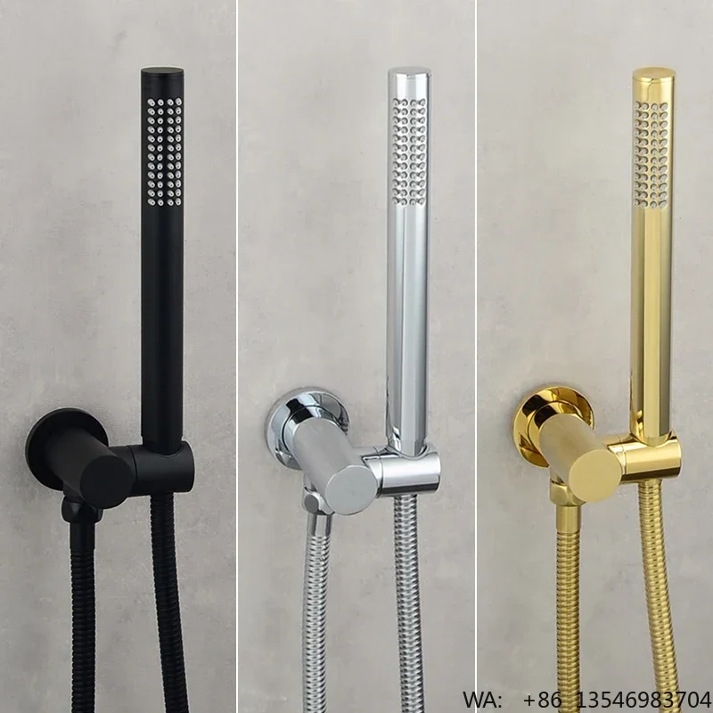 Stainless steel Cylinder Hand held Shower Head  Shower  Bath Sprinkler Matte  With shower head hose