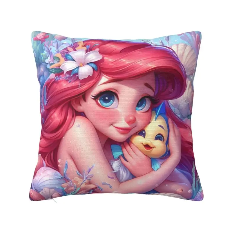

Custom The Little Mermaid Mangas Cushion Cover Printing Comic Ariel Square Floor Pillow Case for Car Pillowcase Home Decor