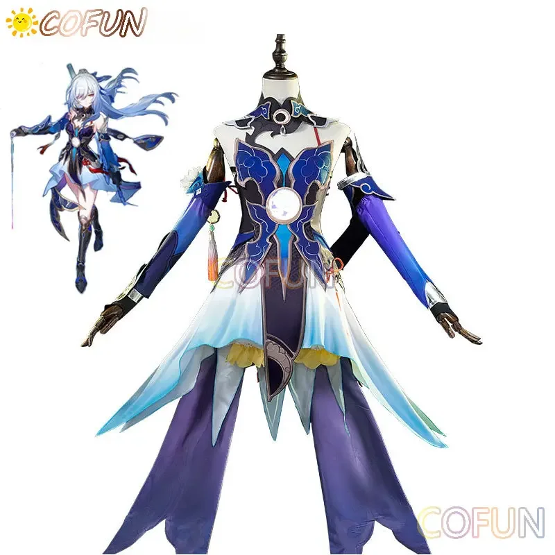 COFUN Game Honkai: Star Rail Jingliu Cosplay Costume Women Cute Dress Halloween Carnival Uniform Party Clothing Anime Suit Wig