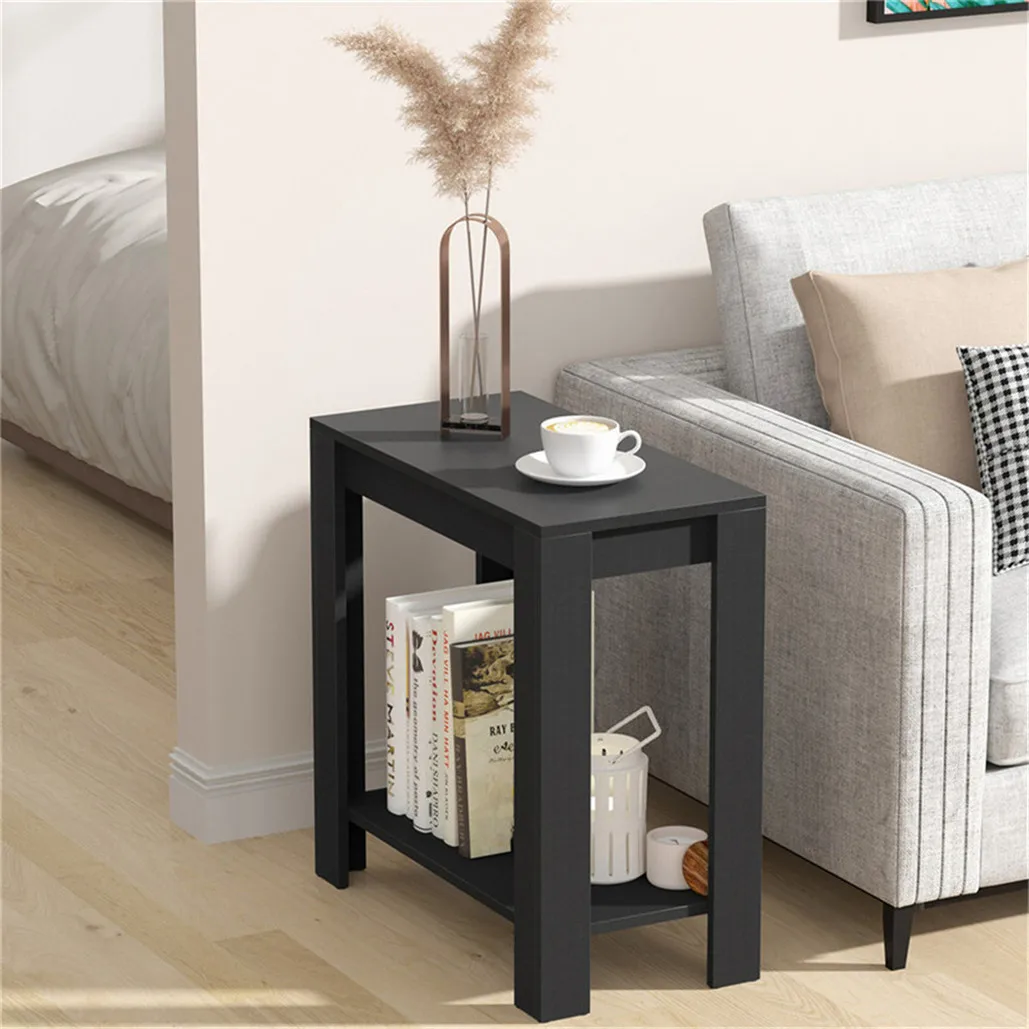 Modern Black Coffee Table Small Wood Narrow Sofa Side End Table Nightstand TV Stand Living Room Furniture