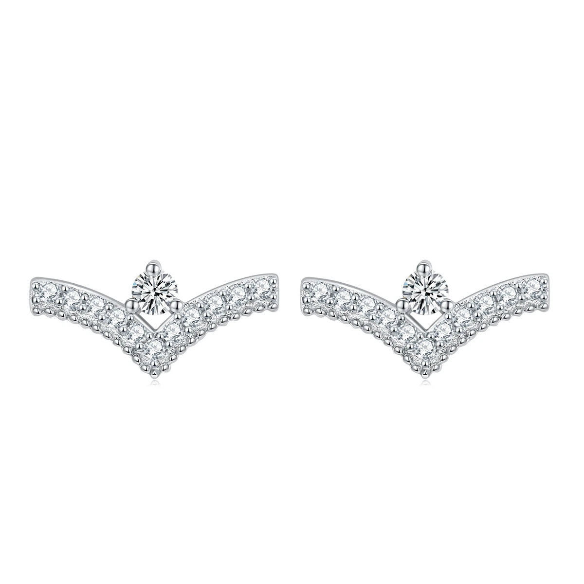 

Fashion earrings s925 pure silver plated 18K gold PT950 platinum V-shaped letter earrings personalized earrings niche