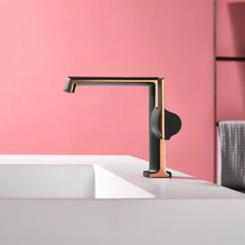 Bathroom Renovation Black & Rose Gold One Hole Undercounter Basin Mixing Cold And Hot Water Sitting Faucets Sink Metal Taps