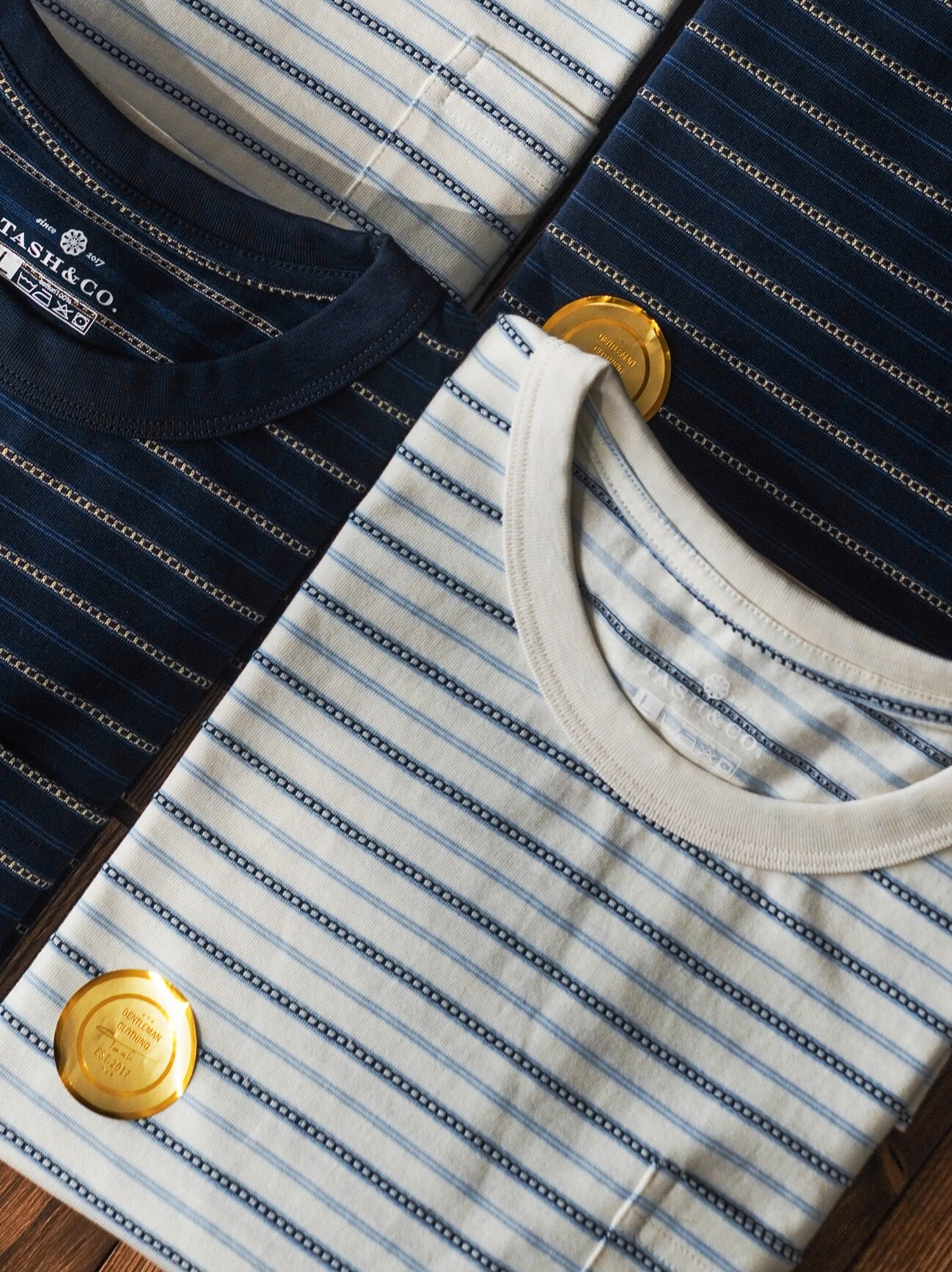 

Striped American retro jacquard cotton short-sleeved T-shirt round-neck solid color half-sleeved 240g cotton