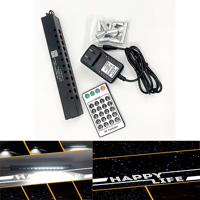 new Shooting Stars Effect 12Holes Fiber Optic Kit Light LED Meteor Light Engine with RF Remote Controller Starry Sky Ceiling hot
