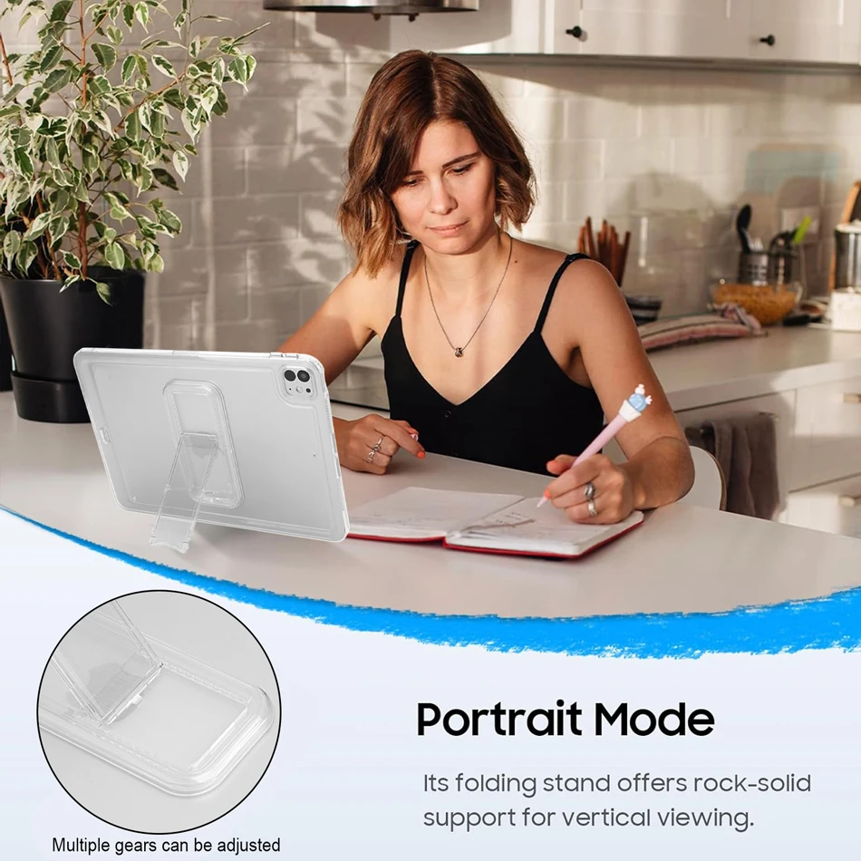 Transparent Stand Case For iPad Pro Air Mini Cases A16 M2 M3 M4 10.2 10.9 11 12.9 3 4 5 6 7 8 9 10th 11th 12th Gen Hard Cover