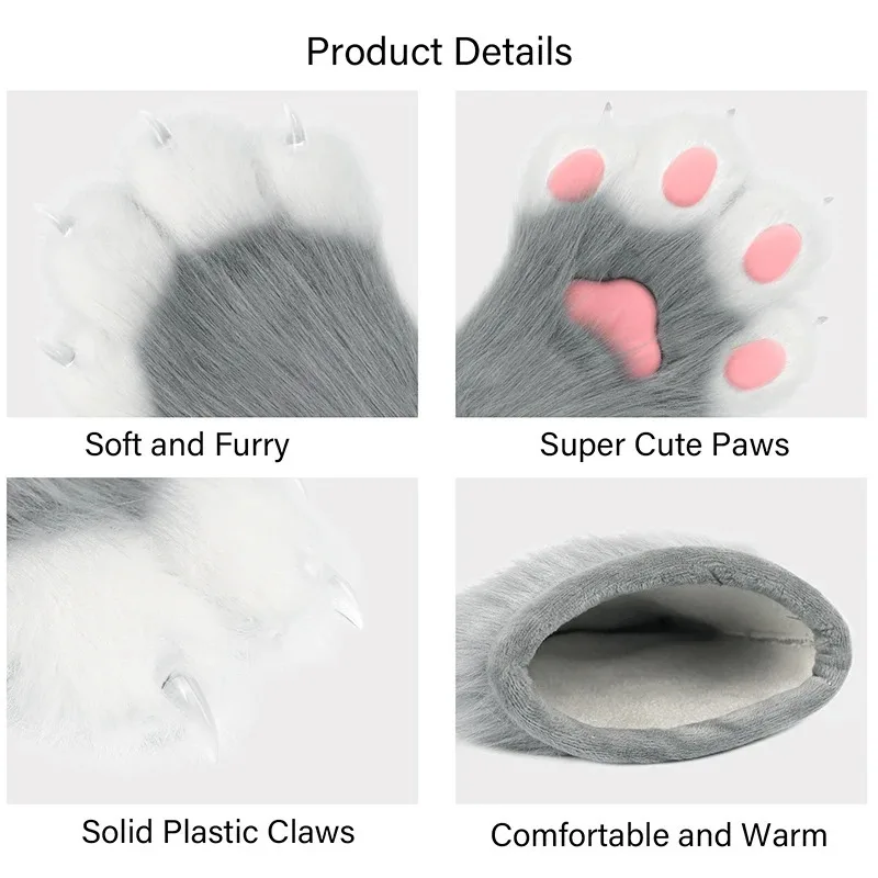 Furry Animal Claws Nails Gloves Anime Cos Costumes Accessories For Halloween Prom Cosplay Props Accessories Kig Props Gloves