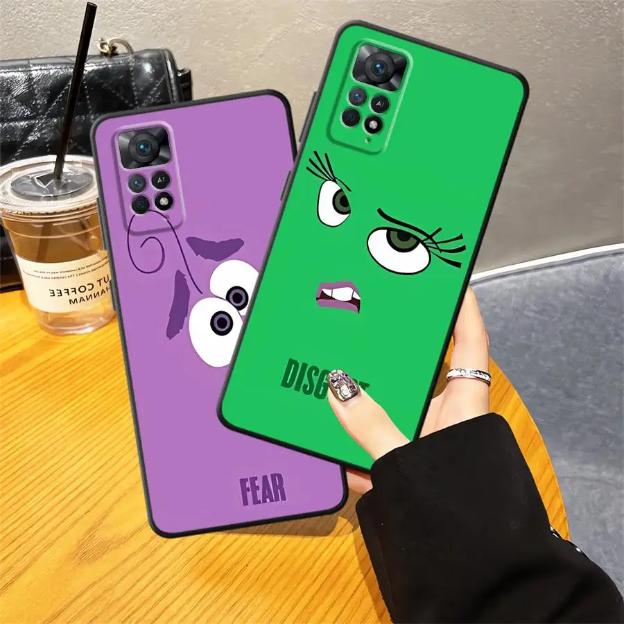 حافظة Disneys Inside Out لهاتف Xiaomi Redmi Note 12s 13 14 Pro Plus 10S 9S 9 10 11 12 Pro 11s 7 8 غطاء هاتف ناعم أسود