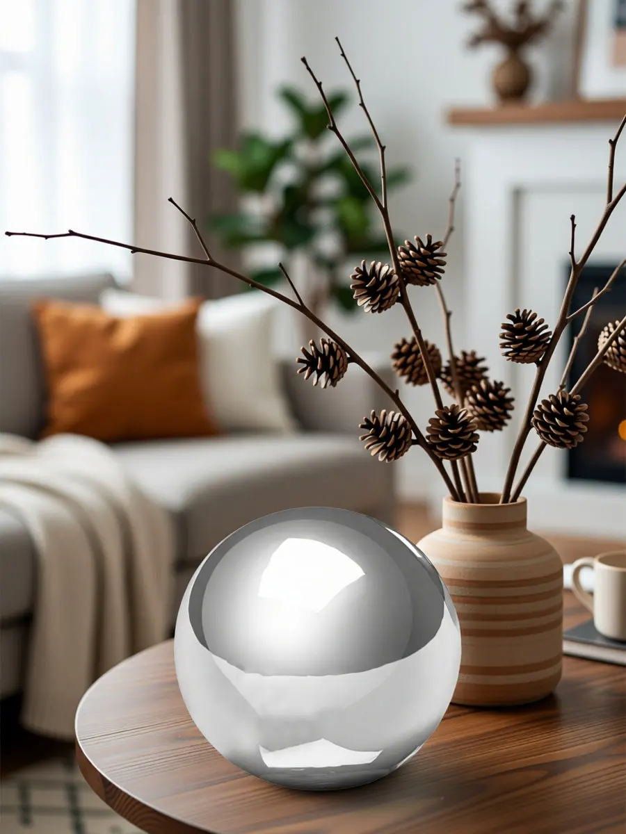 180Mm Stainless Steel Hollow Gazing Globe Mirror Ball Polished Reflective Sphere Garden Pond Yard Decoration Weather Resistant