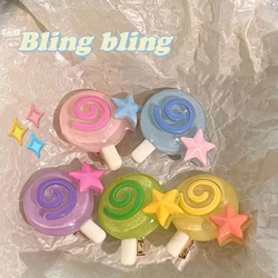 New Cartoon Colorful Star Pentagram Lollipop Hair Clip Fun Cute Sweet Creative Aesthetics Y2k Fashion Hair Accessories for Girls