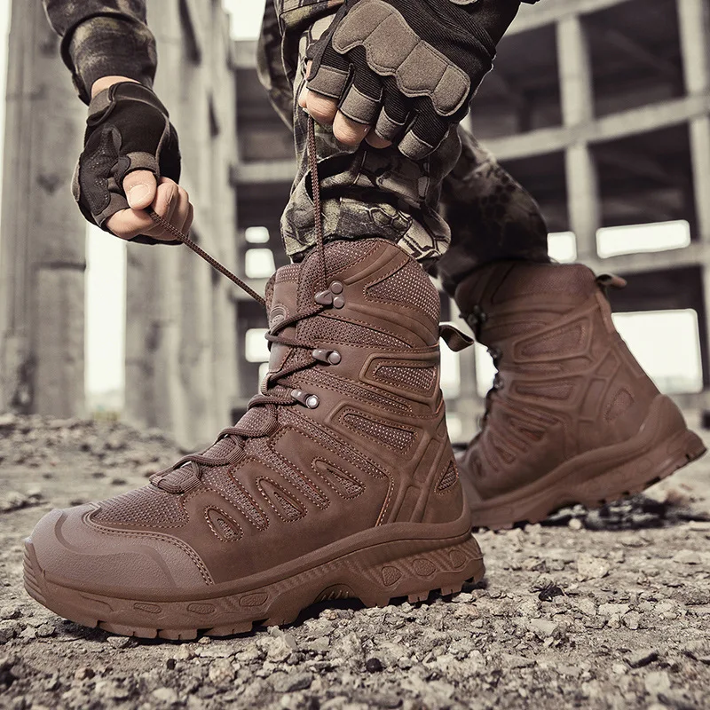 Men's Plus-size 39-47 Breathable Men's Boots Outdoor Walking Wear-resistant Work Shoes Men's Boots Black Men's Boots