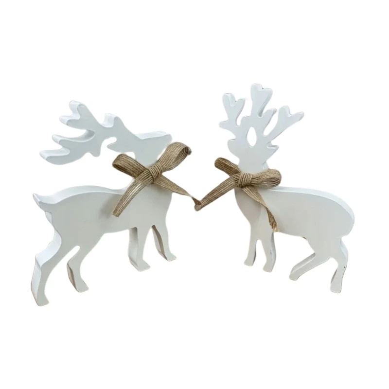 2Pieces Reindeers Christmas Desk Or Shelf Decorations for Holiday Decoration