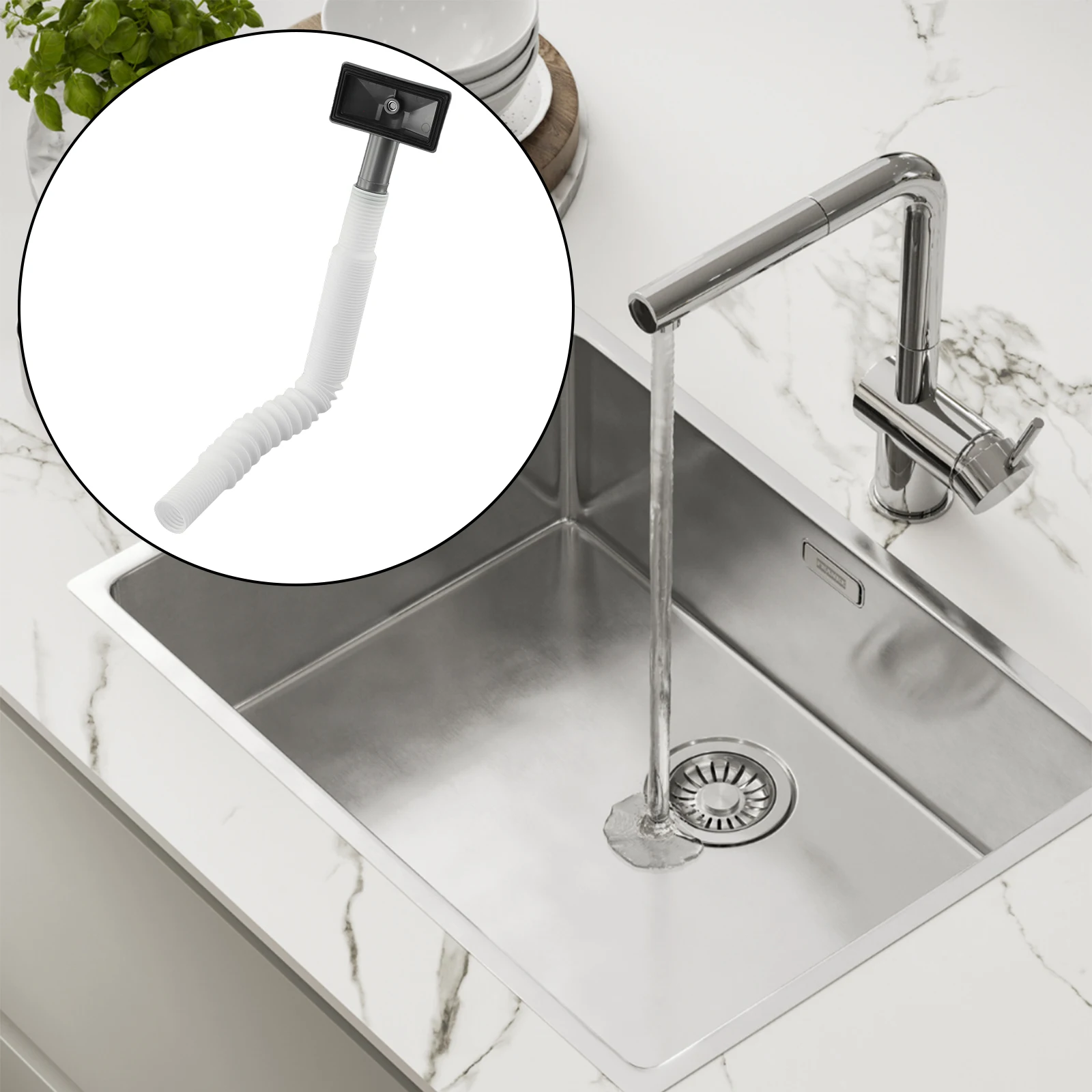 Bathroom Installation White Kitchen Sink Reliable ABS Plastic Pipe Drainer Vertically And Horizontally Adjustable