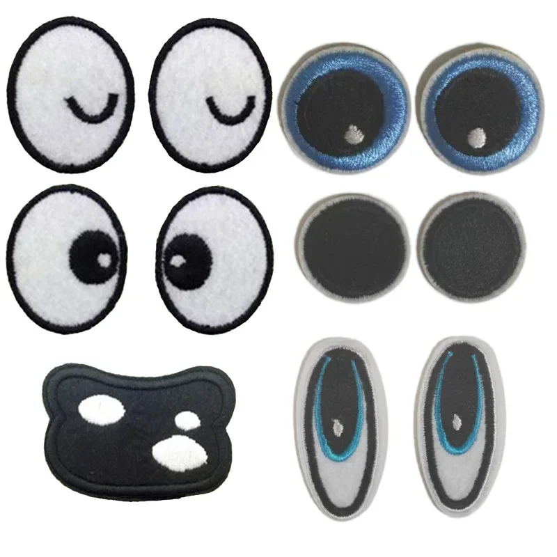 1 Pair Cartoon Eyes Embroidered Appliques Small Iron on Eyeball Patches for Kids Clothing Handmade Doll Eyes DIY Sewing Supplies