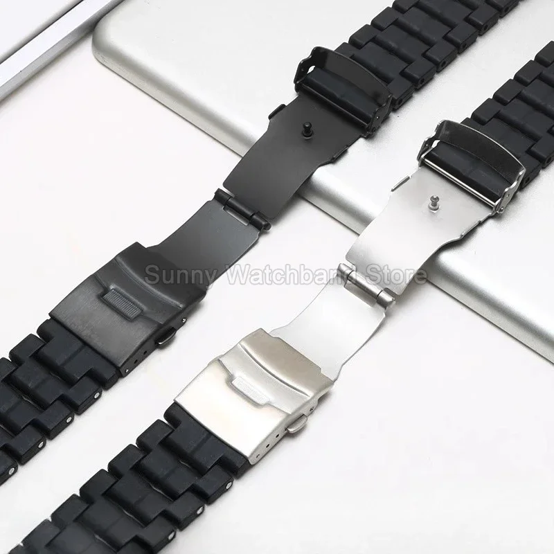 ألياف الكربون البلاستيك الصلب حزام ساعة اليد ل Luminox 0151 3080 3150 3581 أسود 23 مللي متر واجهة مسطحة للطي مشبك مريح #6