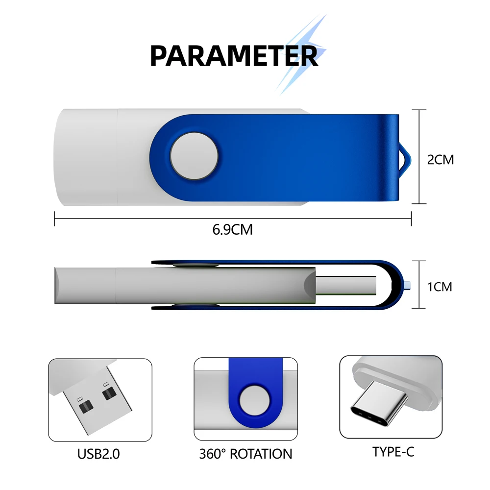 Type-C Purple Clip USB Flash Drive Data Storage Device Portable Memory Stick 4GB 8GB 16GB 32GB 64GB 128GB Pen driver