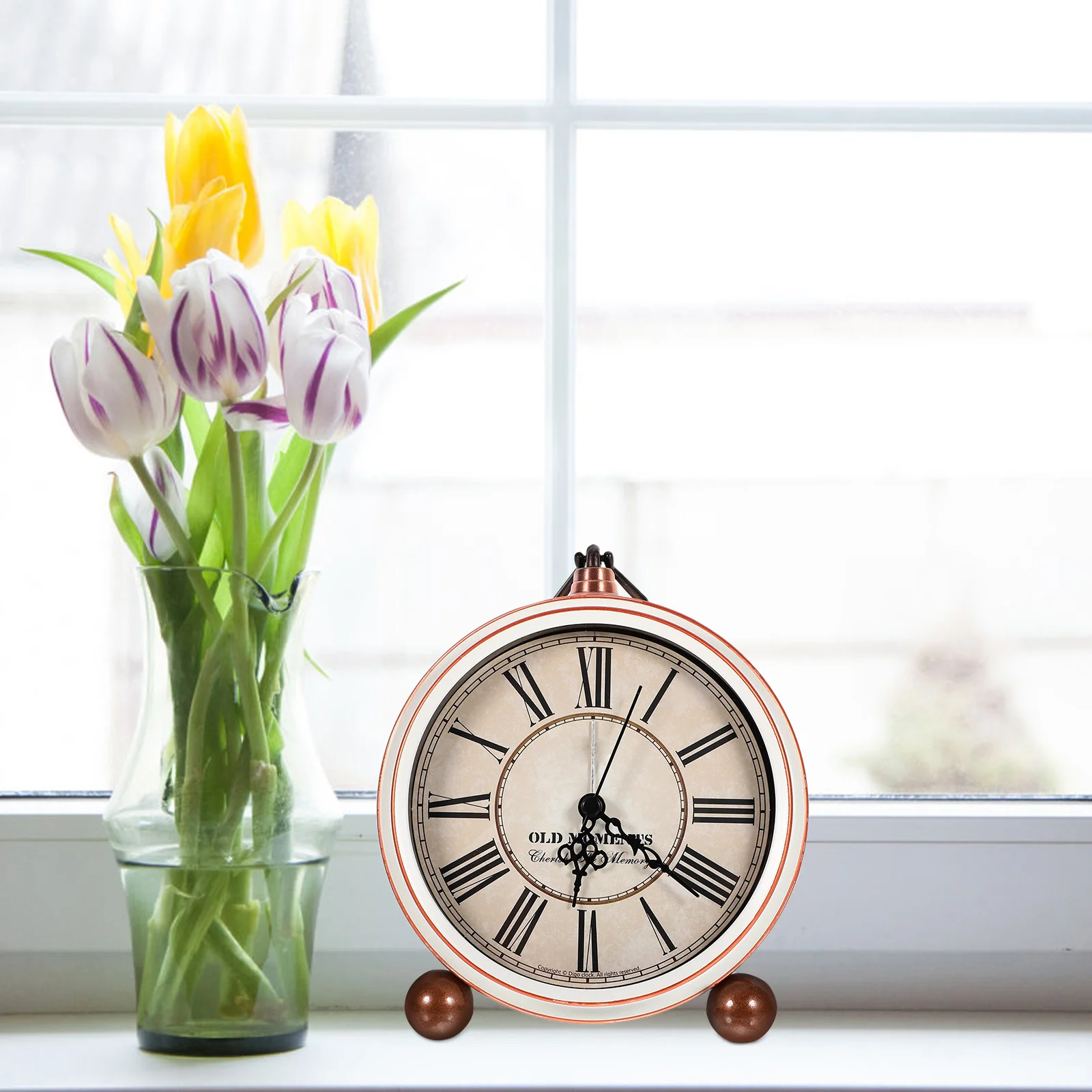 

1pc Metal Desk Retro Vintage Alarm Clock Vintage Table Alarm Silent Decor For Bedroom Living Room Study No Included