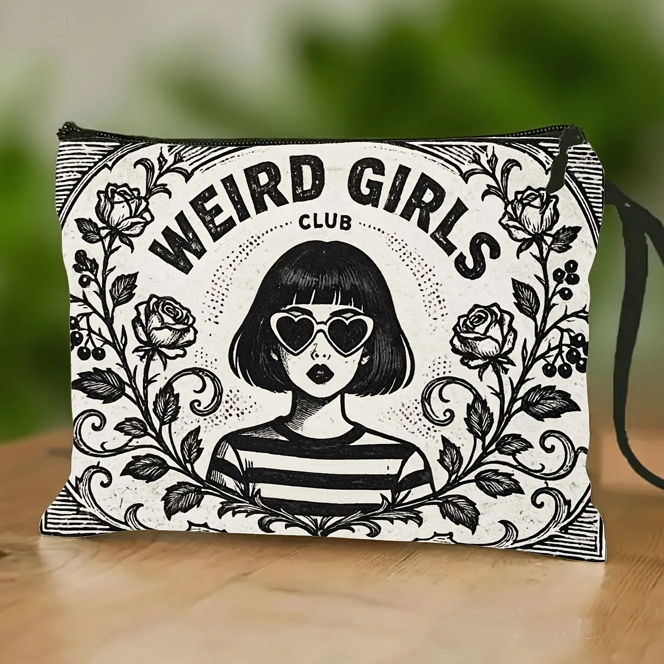 

A Quirky Black And White Patterned Makeup Bag Toiletry Bag Student Pencil Case And Gift Bag Perfect for Graduation Vacations
