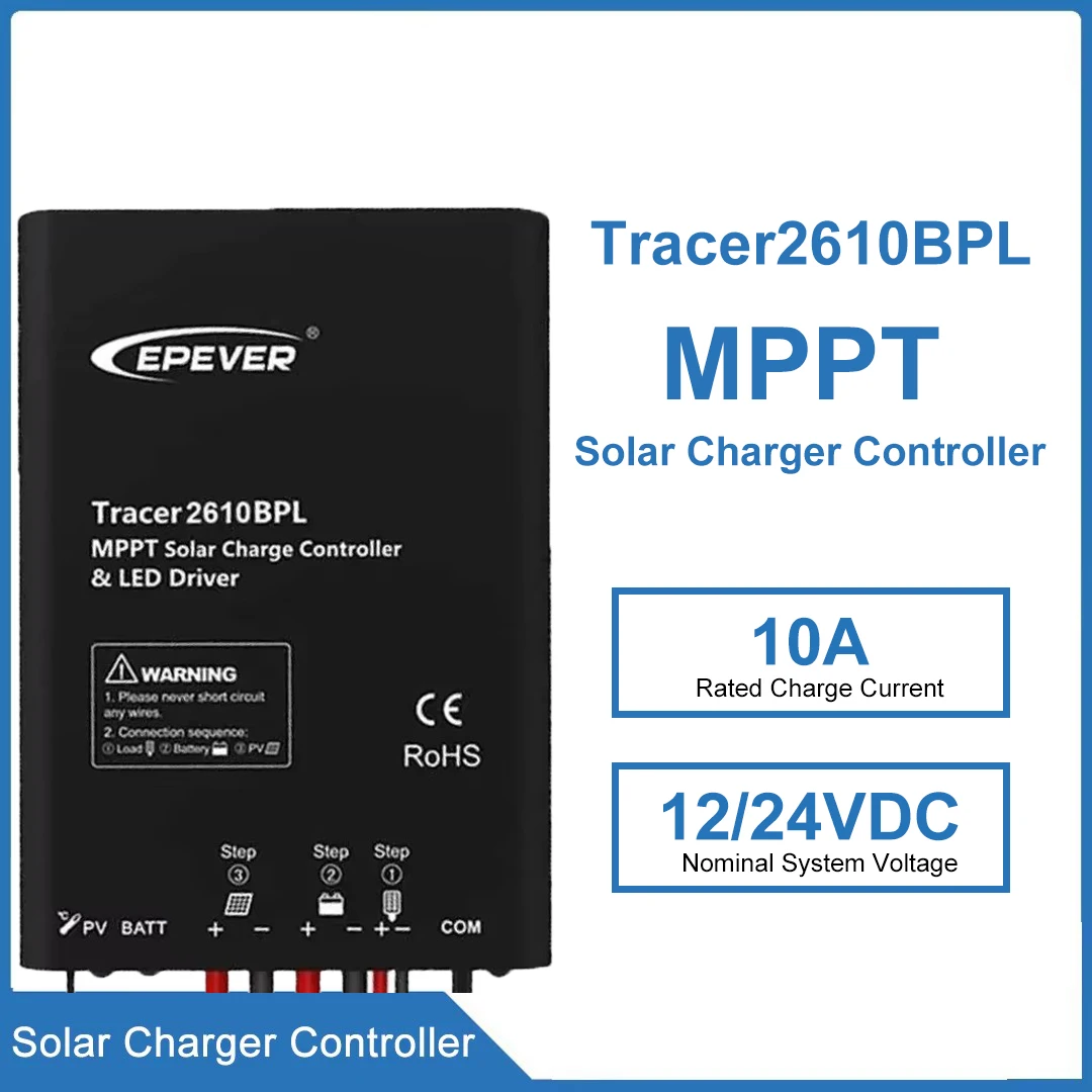 

EPEVER 10A Solar Charge Controller Tracer2610BPL 12V 24V MPPT Solar Panel Regulator With Extensive Electronic Protection