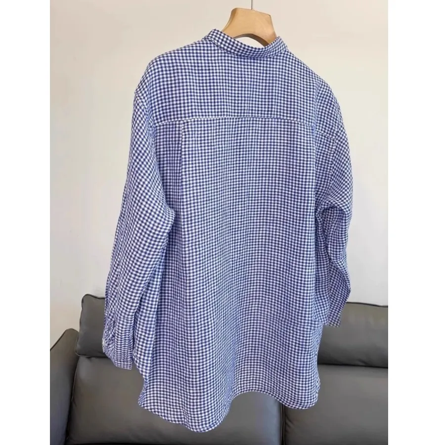 

Художественный свободный крой, удобный тонкий хлопковый льняной женский топ ранней осени, новый длинный топ Sve irt для поездок на работу