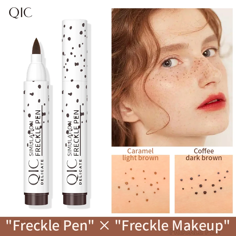 QIC 페이스 가짜 주근깨 펜 자연 방수 실물 같은 가짜 주근깨 펜 오랫동안 지속되는 룩 도트 스팟 펜 메이크업 도구 화장품