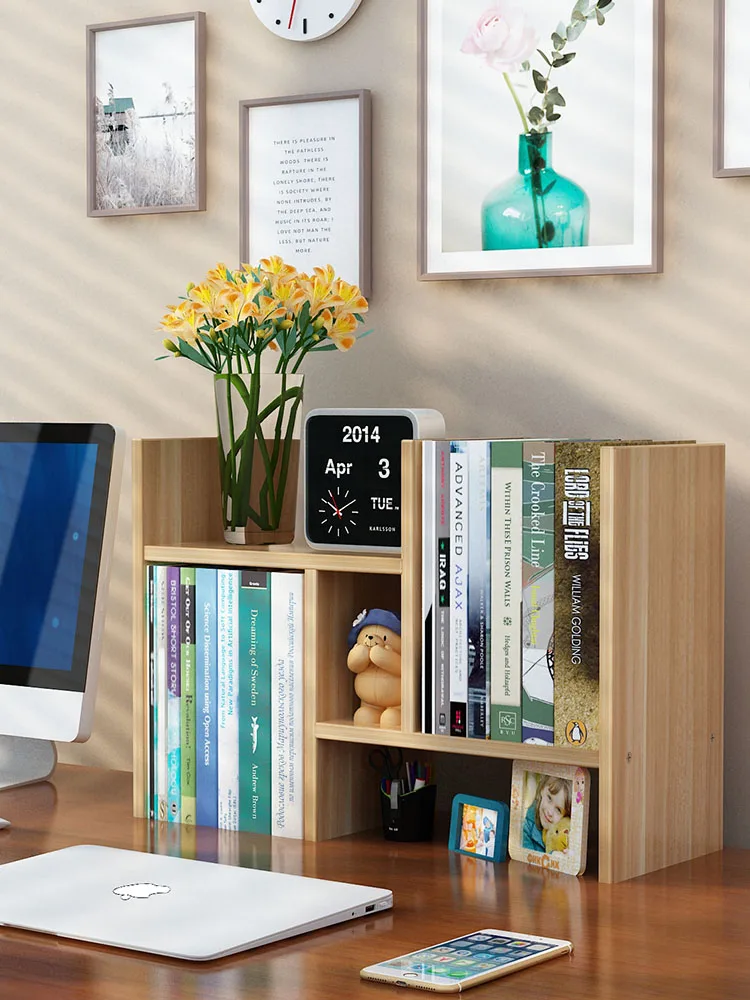 Simple Multi-layer  Bookshelf  Office Study Combination Desk Storage Small  Bookcase Modern Wooden Living Room Furniture 책꽂이