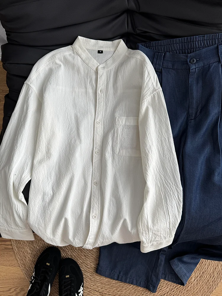 

Белый длинный све воротник-стойка мужской irt винтажный консервативный Sle Commute Cleanfit верхняя одежда повседневная свободная посадка из хлопка irt