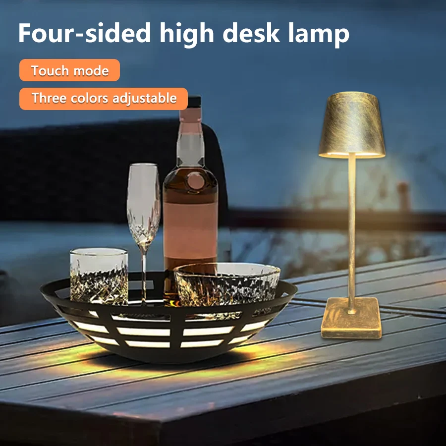 Cordless Rechargeable Led Table Lamp Desk Bedroom Night Light USB 3 Levels Dimmable Bar Club Hotel Room Decor Ambient Lighting