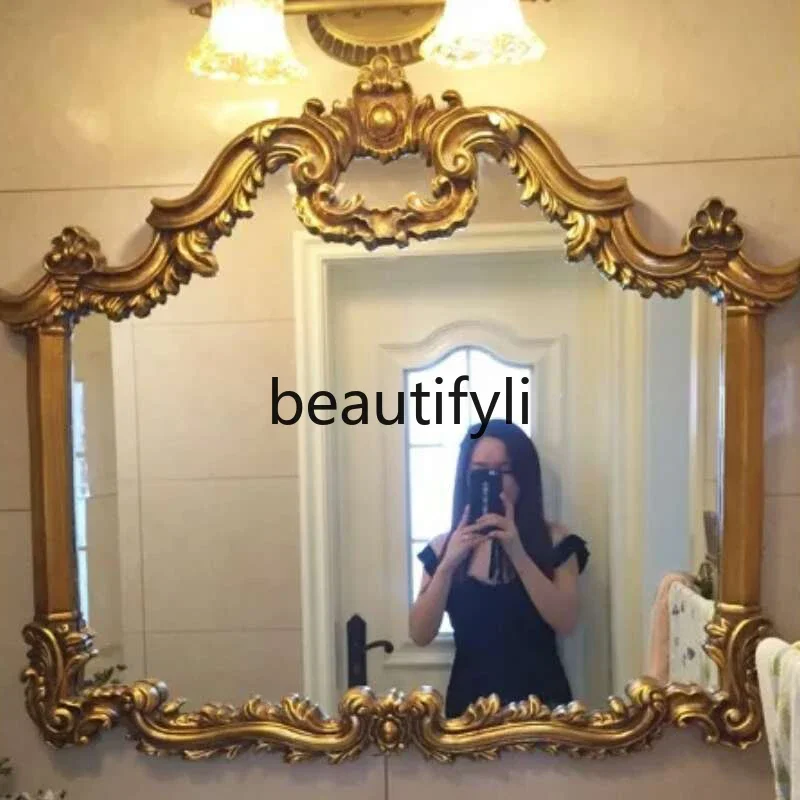 

European art decorative mirror full-length mirror bathroom bathroom mirror living room entrance fireplace sofa background