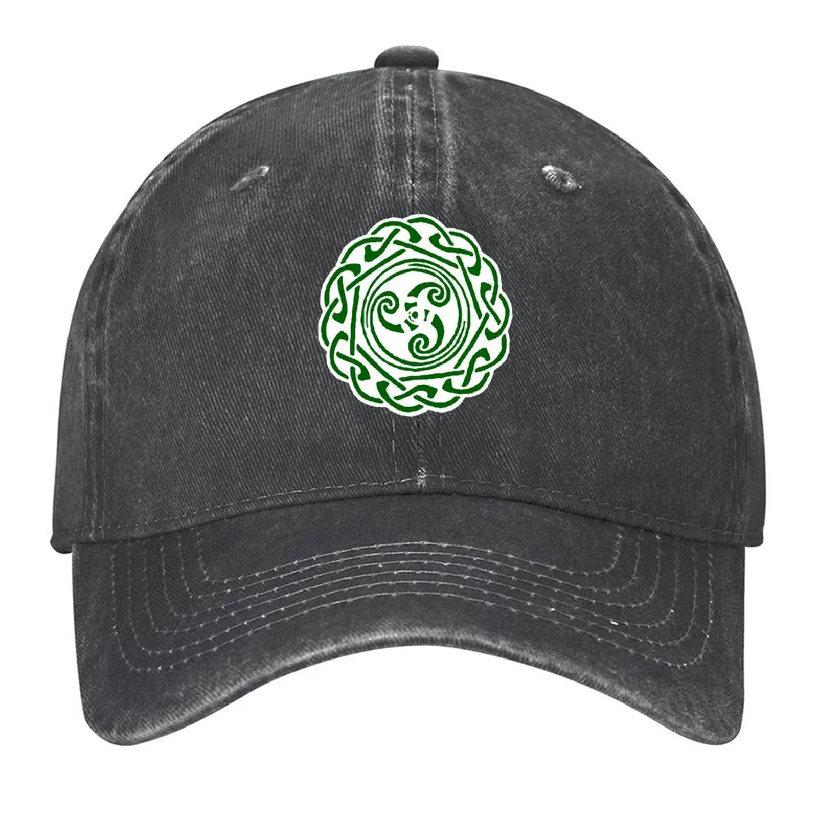 

White Green Celtic Knot Druid Pagan Gaelic Irish Scottish Symbol Baseball Cap Golf Hat Hat Man For The Sun For Men Women's