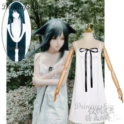 Anime Game The Song Of Saya Costume Cosplay giapponese Saya abito bianco Lolita Cos parrucche lunghe verde scuro tentacoli per feste di Halloween