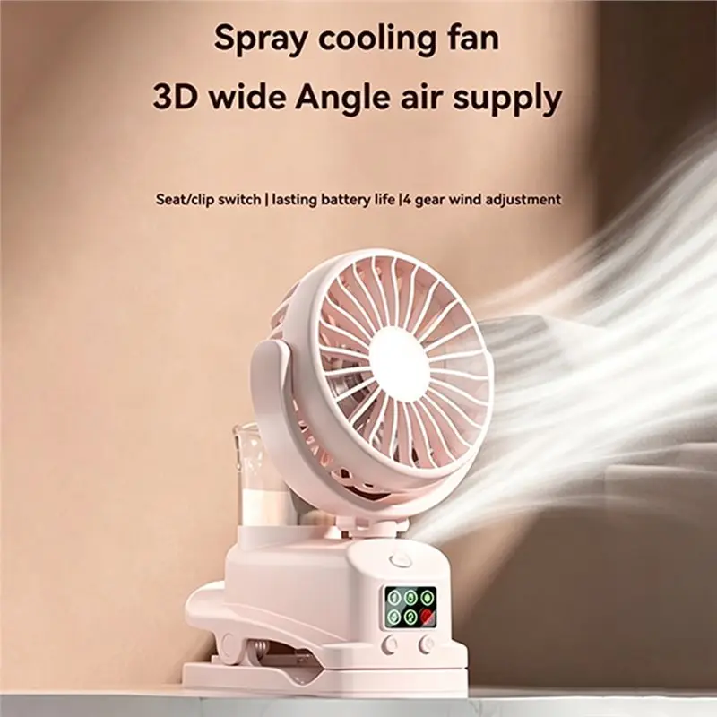 A01M-USB Rechargeable Refrigerating Clip Humidifier Fan Multi-Function Desktop Cooling Fan Mist Humidifier Portable