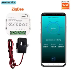 ZigBee Energy Power Monitor with Clamp Current Sensor 80A Smart Life App Electricity Statistics AC 110V 240V Work with Tuya